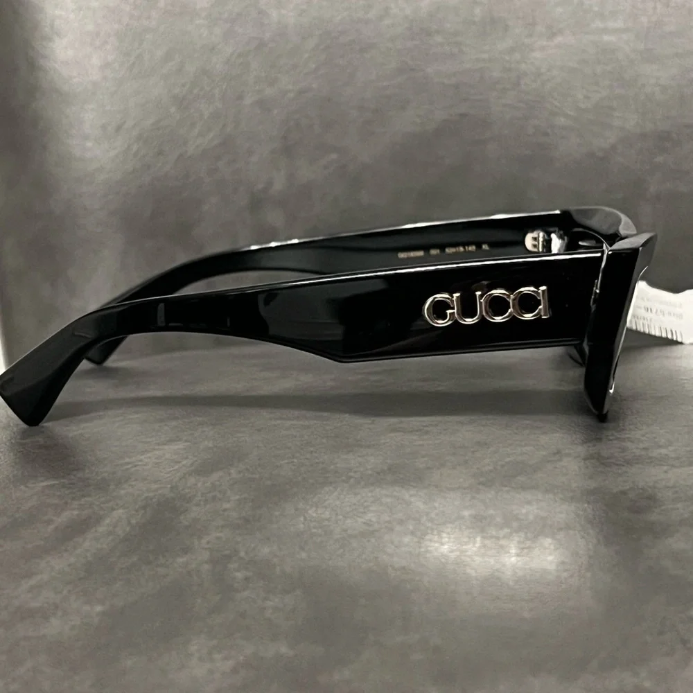 Gucci Men's GG1839SM Miami 52mm Rectangle Sunglasses Black Sunglasses NWT 490$